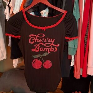 Cherry Bomb Black and Red Women's Top